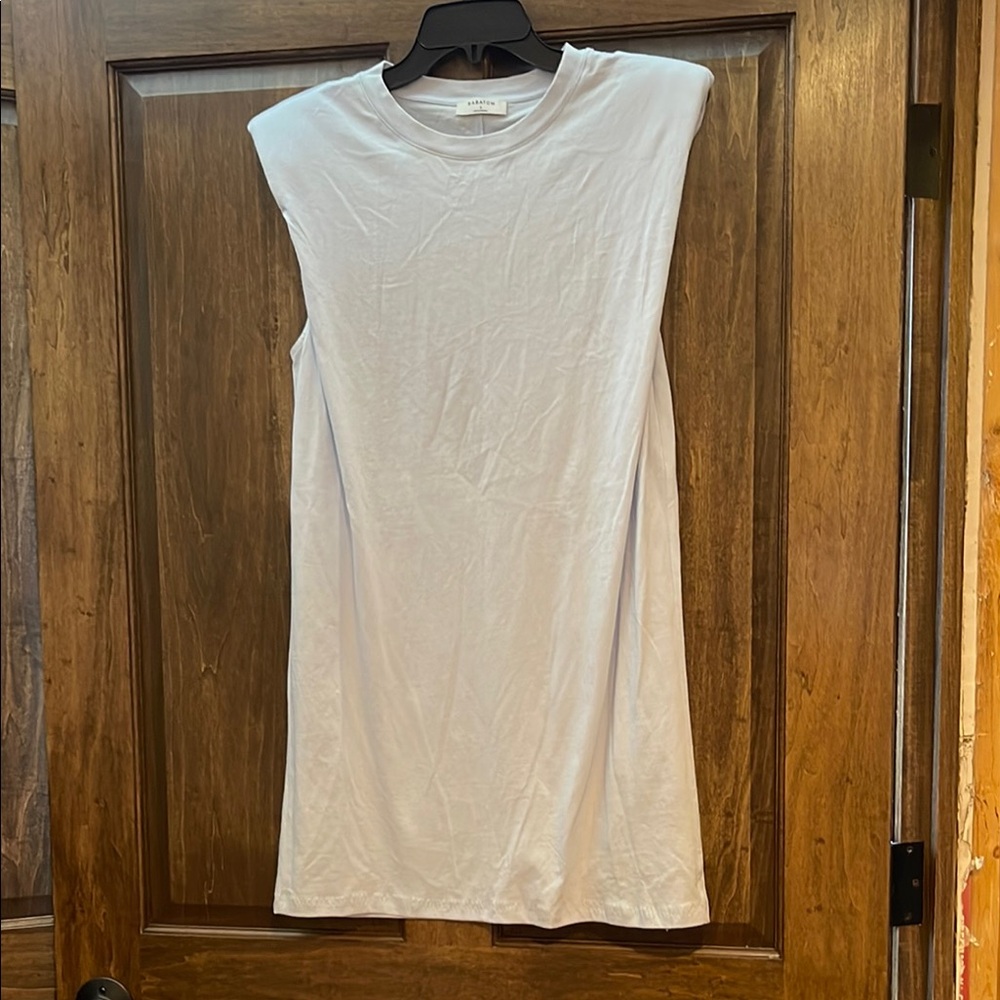Aritzia Babaton Tee Shirt Dress Shoulder Pad light blue SZ S